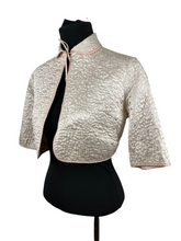 Load image into Gallery viewer, Original 1940&#39;s Quilted Bed Jacket with Beautiful Embroidery and Tie Neck - Bust 34 36
