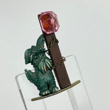 Load image into Gallery viewer, Original 1940s Green Scottie Dog Tied to A Post Brooch
