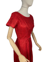 Load image into Gallery viewer, Fabulous Lipstick Red Vintage Lace Cocktail Dress with Front Bow - Bust 36
