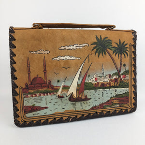 Vintage Tooled Leather Egyptian Tourist Bag