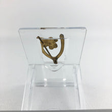 Load image into Gallery viewer, Vintage Lucky Wishbone and Clover Brooch in Gold Metal and Clear Paste

