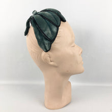 Load image into Gallery viewer, 1950s Blue Cotton Velvet Petal Half Hat with Wired Frame
