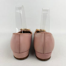 Load image into Gallery viewer, Original 1950&#39;s Baby Pink Leather Shoes with Gold Tone Trim - UK 4 4.5 *
