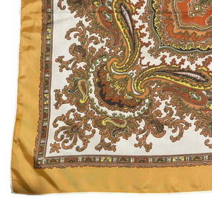 Vintage Paisley Print Scart In Autumnal Shades of Chestnut, Brown, Green and Yellow - Makes a Great Headscarf
