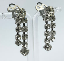 Load image into Gallery viewer, Beautiful Vintage Clear Paste Clip-on Earrings on Silver-tone Metal

