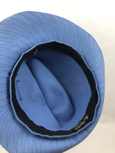 Load image into Gallery viewer, 1930s Cornflower Blue Felt Fedora Hat with Black Grosgrain Trim

