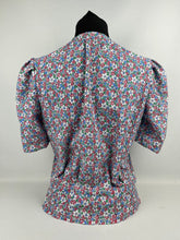 Load image into Gallery viewer, RESERVED 1940s Reproduction Floral Print Blouse with Red, White and Blue Flowers - B34 35
