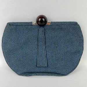Exceptional Original 1930's Two-Tone Blue Clutch Bag with Cherry Amber Bakelite Clasp