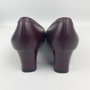 Original 1950's 1960's Burgundy Suede and Leather Court Shoes by Devonshire - Deadstock in Original Box - UK 4 *