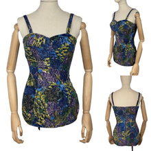 Load image into Gallery viewer, Original 1950&#39;s Maidenform Bright Floral Swimsuit - Vintage Swimwear - Bust 36*
