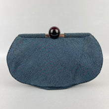 Load image into Gallery viewer, Exceptional Original 1930&#39;s Two-Tone Blue Clutch Bag with Cherry Amber Bakelite Clasp
