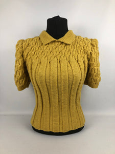 Reproduction 1940s Rib and Cable Knit Jumper - B36 40