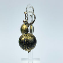 Load image into Gallery viewer, Vintage Black and Gold Glass Droplet Earrings for Pierced Ears
