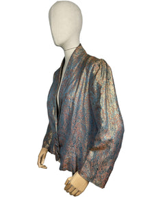 1930s 1940s Gold, Pink and Blue Lame Jacket - Bust 40”