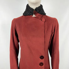 Load image into Gallery viewer, Original 1920s or 1930s Rust Coat with Real Astrakhan Fur Collar - Bust 33 34
