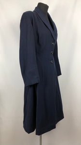 1940s Volup Fit and Flair Princess Coat in Navy Wool - Bust 38 40 42