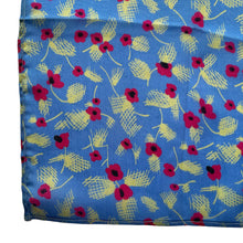 Load image into Gallery viewer, Original 1940&#39;s or 1950&#39;s Blue Silk Hankie with Pretty Poppy Print - Great Gift Idea
