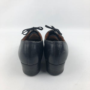 CC41 1940s Black Leather Walking Shoes - UK 3.5