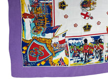 Load image into Gallery viewer, Original 1953 Queen Elizabeth II Coronation Commemorative Scarf - Bold Print on Purple Ground
