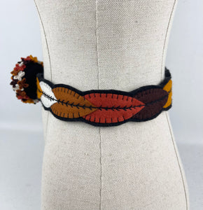 1940's Style Colourful Felt Belt in Autumnal Shades Made From a 1941 Pattern Using Pure Wool Felt - Waist 27 28