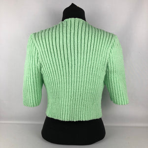 1940s Reproduction Hand Knitted Bolero in Spring Green - B36 37 38 39 40