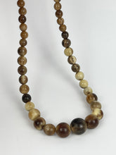 Load image into Gallery viewer, Original 1930&#39;s or 1940&#39;s Carved Bovine Horn Necklace in Brown, Beige and White
