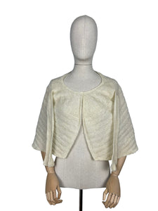 Original 1930's 1940's Hand Knitted Bed Cape in Cream Wool - Bust 34 36
