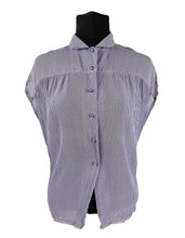 Load image into Gallery viewer, Original 1940&#39;s 1950&#39;s Purple and White Stripe Blouse with Purple Glass Buttons - Bust 36
