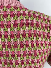 Load image into Gallery viewer, Reproduction 1940s Waffle Stripe Jumper in Pink and Green Knitted from a Wartime Pattern - B 36 38 40
