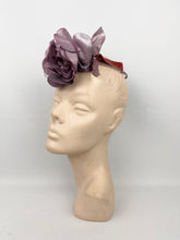 Load image into Gallery viewer, Original 1930s Pink Floral Headband with Velvet Ribbon Bow Trim - Vintage Wedding
