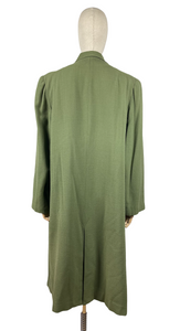 Original 1940's Volup American Made Green Lightweight Wool Crepe Coat - Bust 46 48
