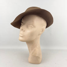 Load image into Gallery viewer, Original 1930&#39;s Mid Brown Felt Fedora with Blue and Burgundy Felt Trim *
