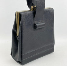 Load image into Gallery viewer, Original 1930&#39;s Dark Blue Faux Leather Bag with Silver Tone Clasp
