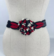 Load image into Gallery viewer, 1940&#39;s Style Felt Belt in Black, White, Grey and Red Made From a 1941 Pattern Using Pure Wool Felt - Waist 28.5&quot;
