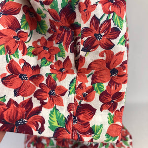 1940s Reproduction Feed Sack Blouse in Hibiscus Print - Bust 38 40