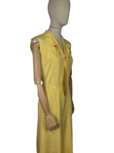 Load image into Gallery viewer, Original 1930&#39;s Lemon Yellow Silk Dress with Pretty Tie Neck - Bust 34 36 *
