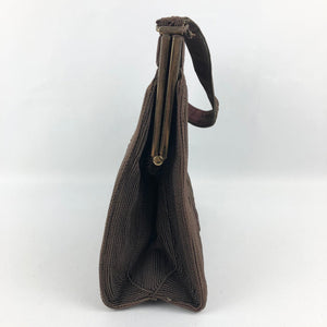 Original 1940's Corde Style Bag in Warm Chocolate Brown - Beautiful Shape - Single Handle