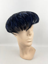 Load image into Gallery viewer, Original 1950&#39;s New Look Blue and Black Feather Hat - Beautifully Stylish Piece
