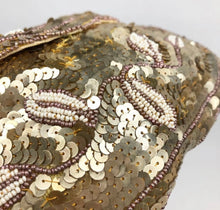 Load image into Gallery viewer, Original 1930&#39;s Gold Sequin and Beaded Czechoslovakian Evening Bag - Stunning Little Bag
