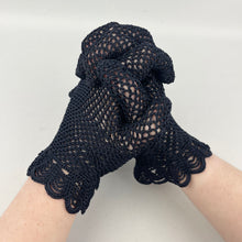 Load image into Gallery viewer, Original 1940&#39;s 1950&#39;s Dark Blue Crochet Gloves in Heavy Cotton
