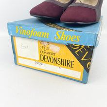 Load image into Gallery viewer, Original 1950&#39;s 1960&#39;s Burgundy Suede and Leather Court Shoes by Devonshire - Deadstock in Original Box - UK 4 *
