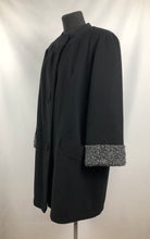 Load image into Gallery viewer, 1940s Volup Black Wool Coat with Faux Fur Lining - Bust 42&quot;
