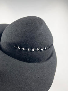 Original 1940s Black Felt Bonnet Hat with Bow Trim and Cut Out Detail