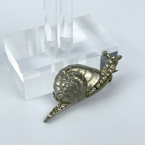 Adorable Little Clear Paste Set Snail Brooch with Red Paste Eyes