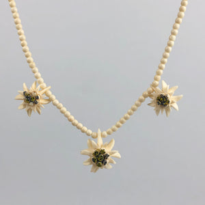 Vintage 1930s 1940s Carved Triple Edelweiss Necklace