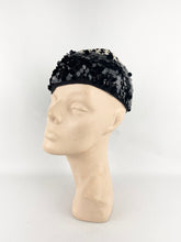Load image into Gallery viewer, Original 1920&#39;s 1930&#39;s Black and White Crochet Beret - Cap with Sequin Trim *
