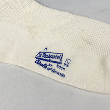 Load image into Gallery viewer, Original 1930s 1940s British Made Cream Cotton Rayon Socks - St Margaret by Corah&#39;s of Leicester
