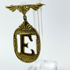Original 1930's 1940's Initial Brooch with the Letter E