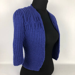 1940s Style Hand Knitted Bolero in Lobelia - B34 36