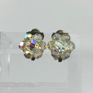 Vintage 1950s Clear Glass Clip On Earrings - Small